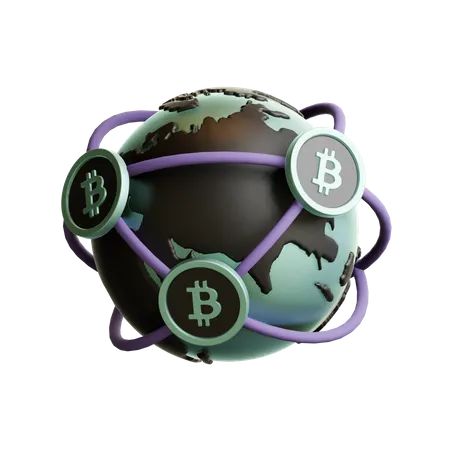 Comercio mundial de bitcoins  3D Illustration