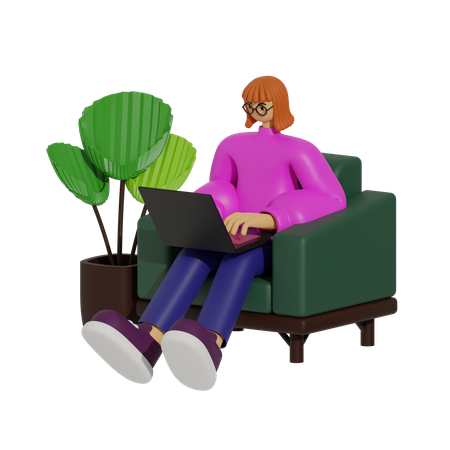 Comfortable and Connected, The Sofa-Based Work Lifestyle  3D Icon