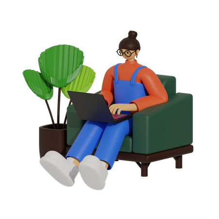 Comfortable and Connected, The Sofa-Based Work Lifestyle  3D Illustration