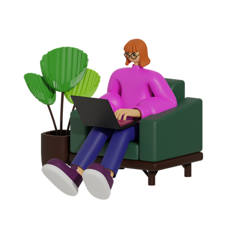 Comfortable and Connected, The Sofa-Based Work Lifestyle  3D Illustration