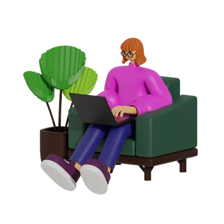 Comfortable and Connected, The Sofa-Based Work Lifestyle  3D Illustration