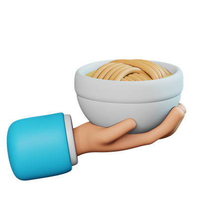 Mão segurando comida de macarrão  3D Icon