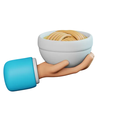 Mão segurando comida de macarrão  3D Icon