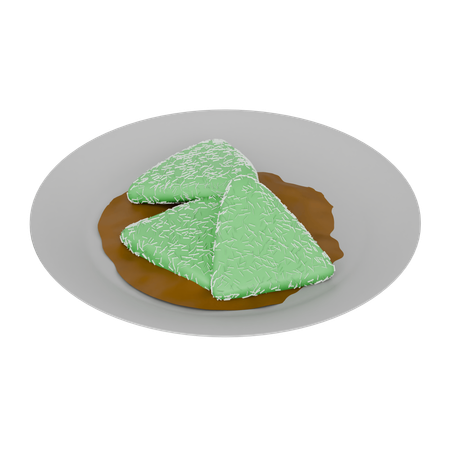 Comida indonésia Lupis feito de arroz glutinoso com açúcar de palma em uma tigela  3D Icon