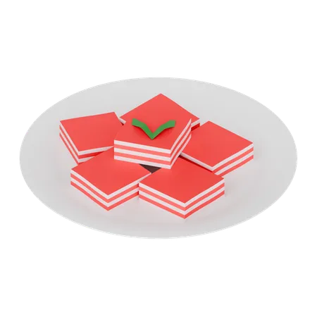 Pastel de capas rojas y blancas de comida indonesia  3D Icon