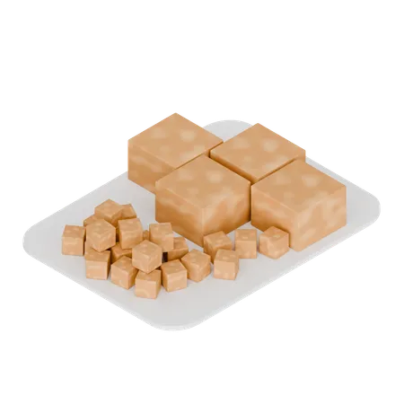 Comida indonésia Tofu frito  3D Icon