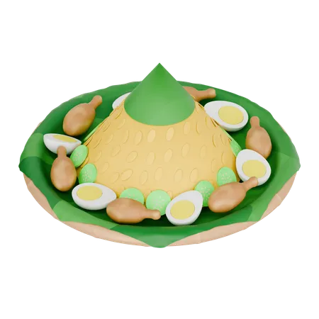 Comida indonesia Tumpeng  3D Icon