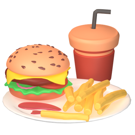 Comida Rápida Y Bebida  3D Icon