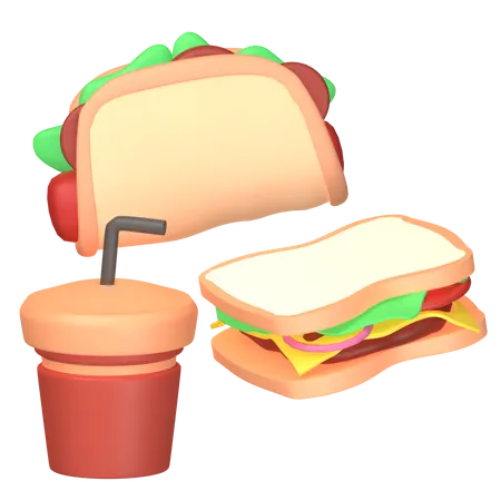 Comida Rápida Y Bebida  3D Icon