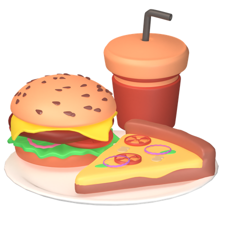 Comida Rápida Y Bebida  3D Icon