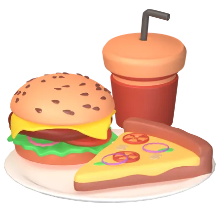 Comida Rápida Y Bebida  3D Icon