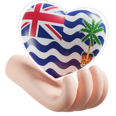 Comisionado del Territorio Británico del Océano Índico Bandera Corazón Cuidado de las manos  3D Icon