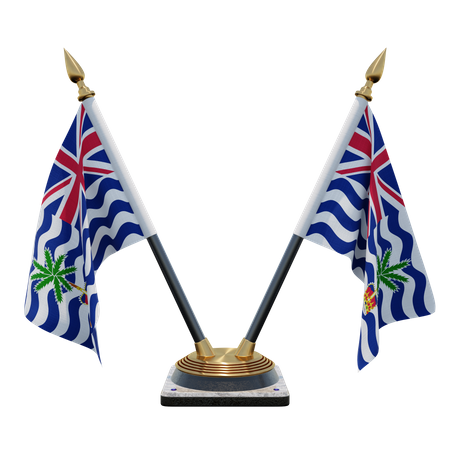 Suporte de bandeira de mesa dupla (V) do Comissário do Território Britânico do Oceano Índico  3D Icon