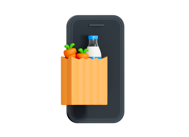 Commande d'épicerie en ligne  3D Icon