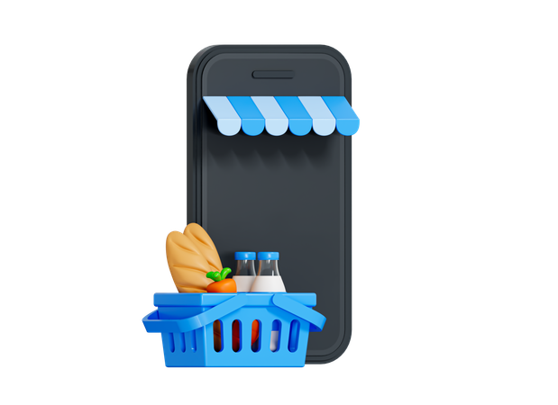 Commande d'épicerie en ligne  3D Icon