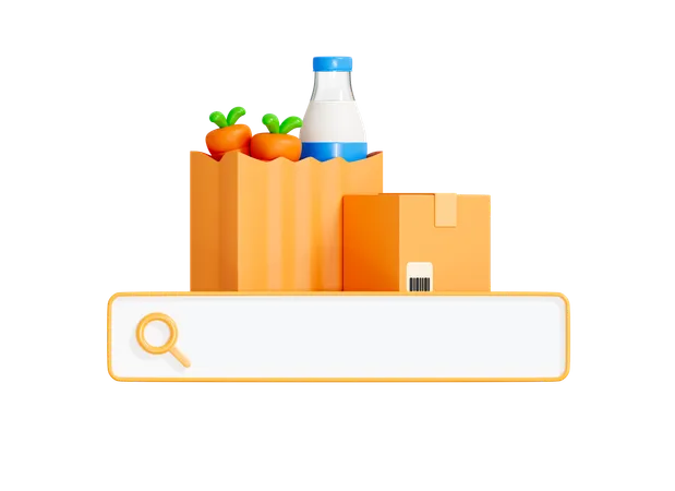 Commande d'épicerie en ligne  3D Icon