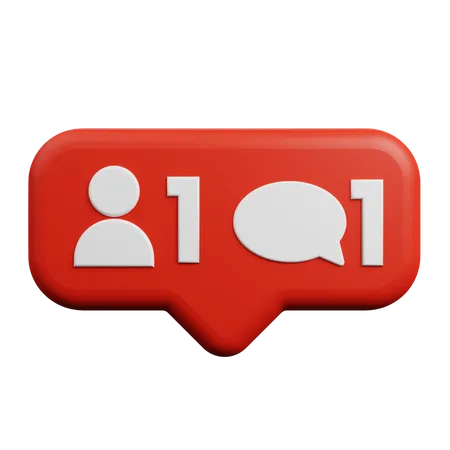 3 D Illustration Of Social Media Notification Concept Icon Follow Comment 3D Logo