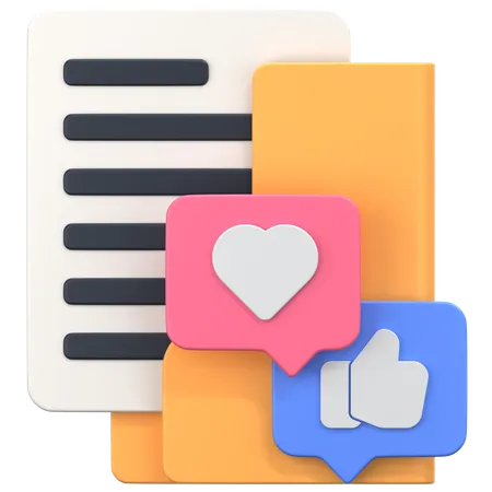 Comment Folder With Love And Like Sign  3D Icon