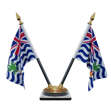 Commissioner of British Indian Ocean Territory Double Desk Flag Stand 3D Illustration