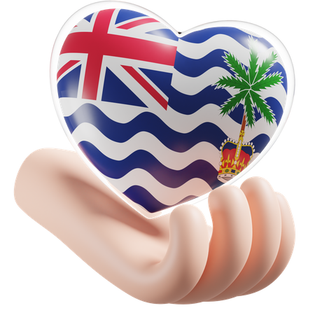 Commissioner of British Indian Ocean Territory Flag Heart Hand Care  3D Icon