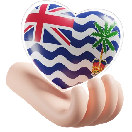 Commissioner of British Indian Ocean Territory Flag Heart Hand Care 3D Icon