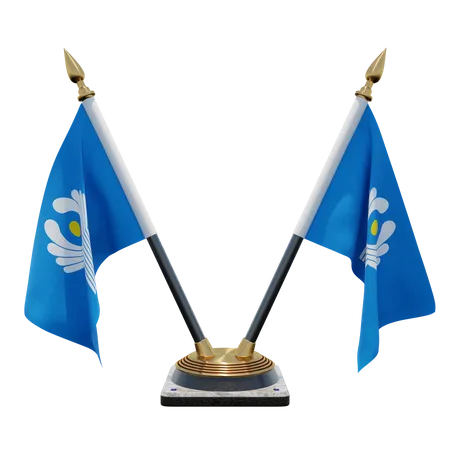 Commonwealth of Independent States Double Desk Flag Stand  3D Flag