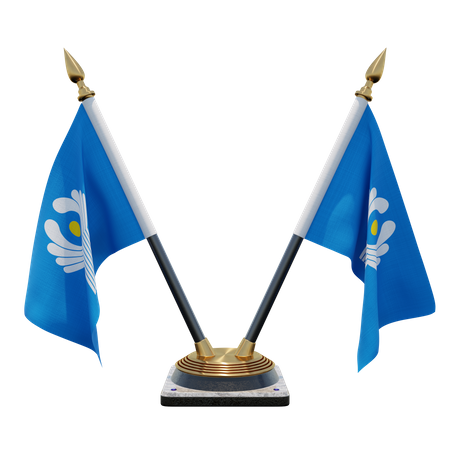 Commonwealth of Independent States Double (V) Desk Flag Stand  3D Icon