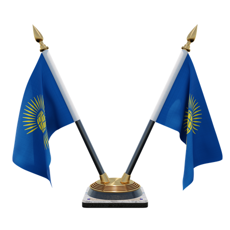 Commonwealth of Nations Double Desk Flag Stand  3D Flag