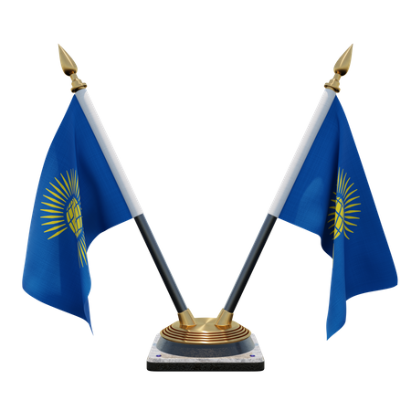 Commonwealth of Nations Double Desk Flag Stand 3D Illustration