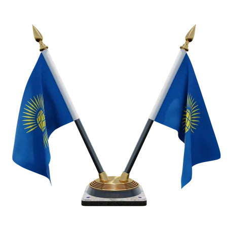 Commonwealth of Nations Double Desk Flag Stand  3D Illustration