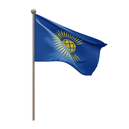 Commonwealth of Nations Flag Pole  3D Illustration