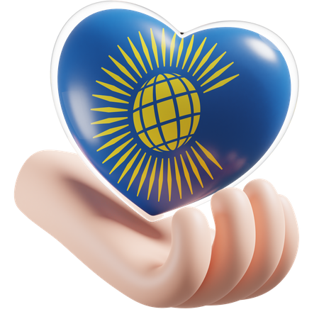 Handpflege mit Herz-Flagge des Commonwealth of Nations  3D Icon