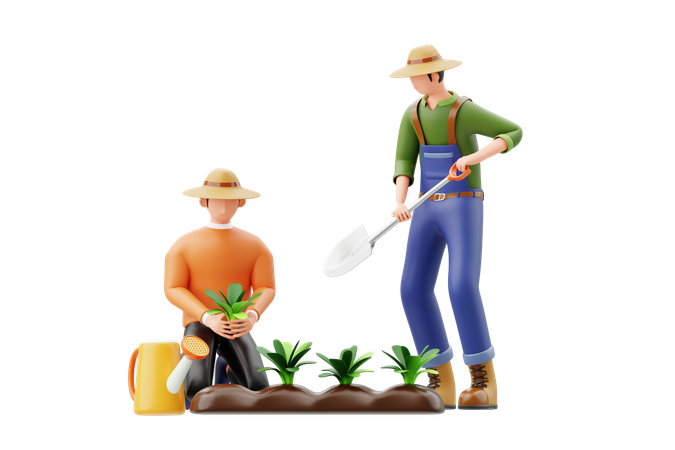 Community Gardens Planting Plant  3D Illustration