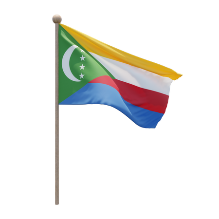 Comoros Flag Pole  3D Illustration
