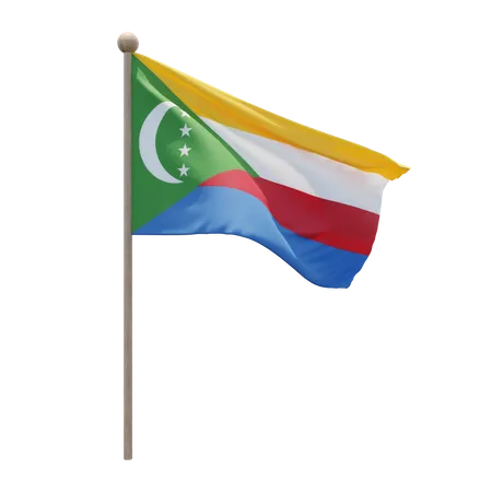 Comoros Flag Pole  3D Flag