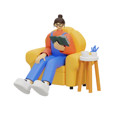 Compañero de lectura perfecto  3D Illustration