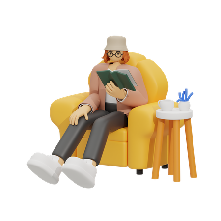 Companheiro de leitura perfeito  3D Illustration