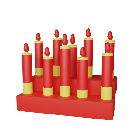 Composition de bougie rouge chinoise  3D Illustration