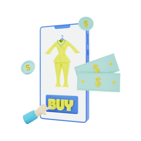 Comprando produtos de moda no celular  3D Icon