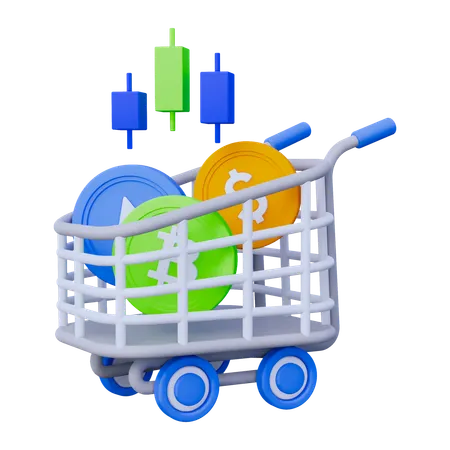 Comprar acciones  3D Icon