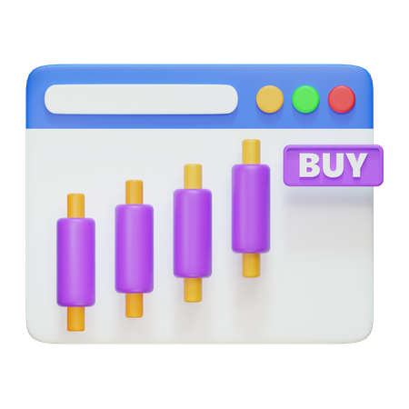 Comprar acciones  3D Icon