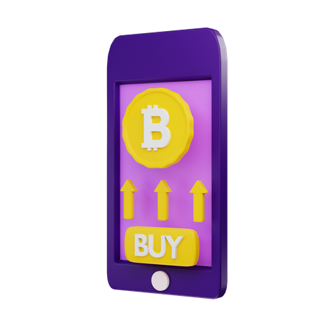 Comprar bitcoins en un teléfono inteligente  3D Illustration