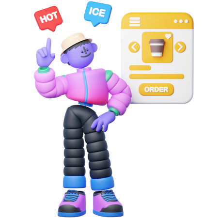 Comprar café en línea  3D Icon