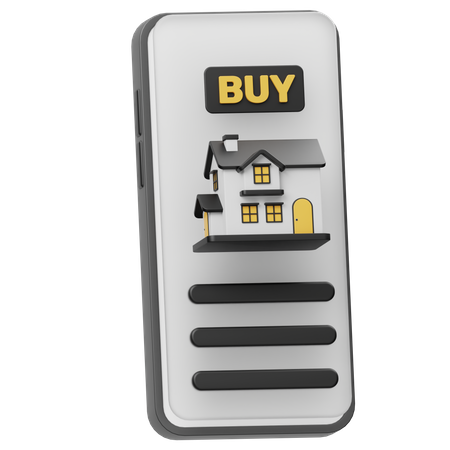 Comprar casa en teléfono inteligente  3D Icon