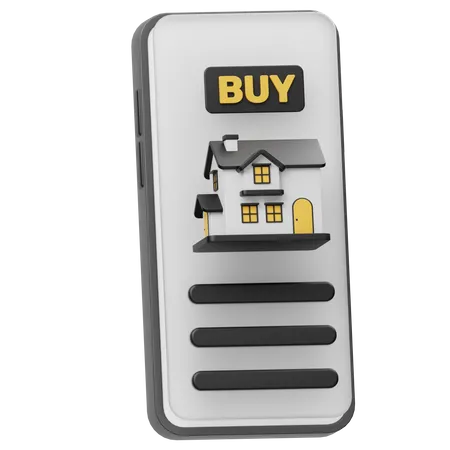 Comprar casa en teléfono inteligente  3D Icon