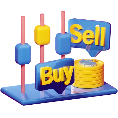 Comprar e vender  3D Icon