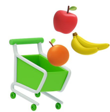 Compras de frutas on-line  3D Illustration