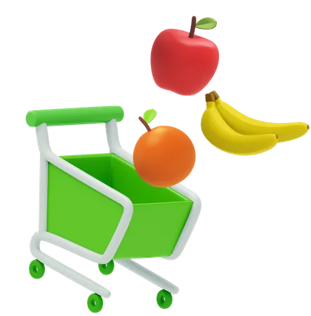 Compras de frutas on-line  3D Illustration