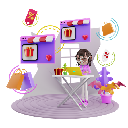 Compras de presentes on-line  3D Icon