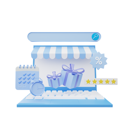 Compras de presentes on-line  3D Illustration